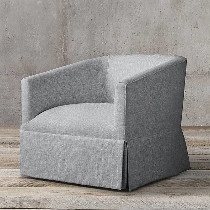 Restoration Hardware Light Gray Linen Swivel Chair