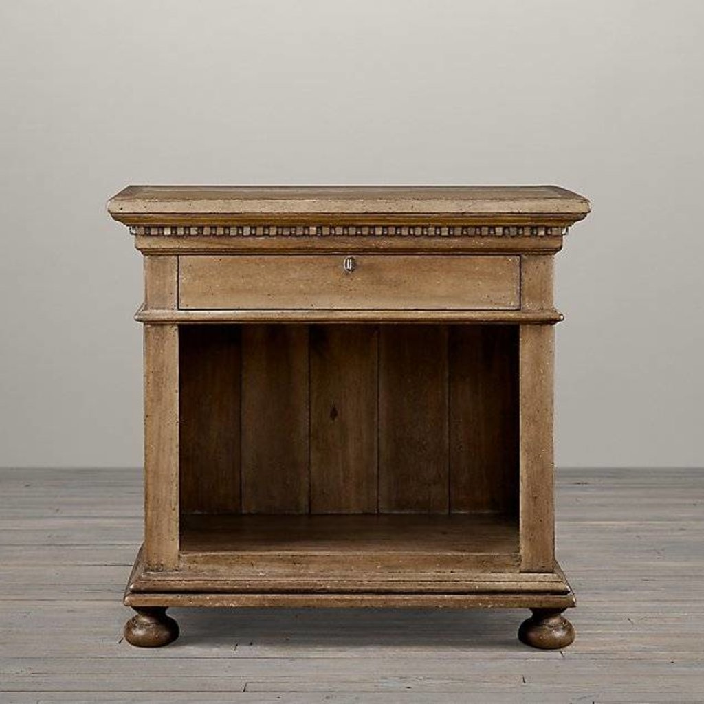 District Eight Light Wash Wooden Nightstand