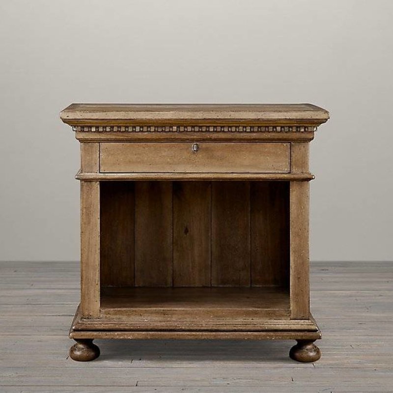 District Eight Light Wash Wooden Nightstand