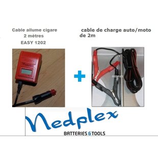 Easy 1202 2 cables crocodile +allume-cigare