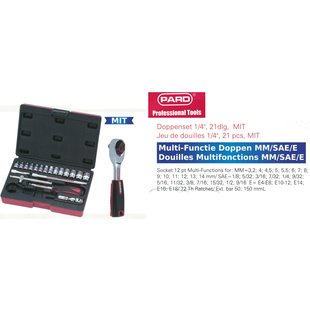 coffret douille 1/4" MM+SAE/E  (MIT) Pard C2211