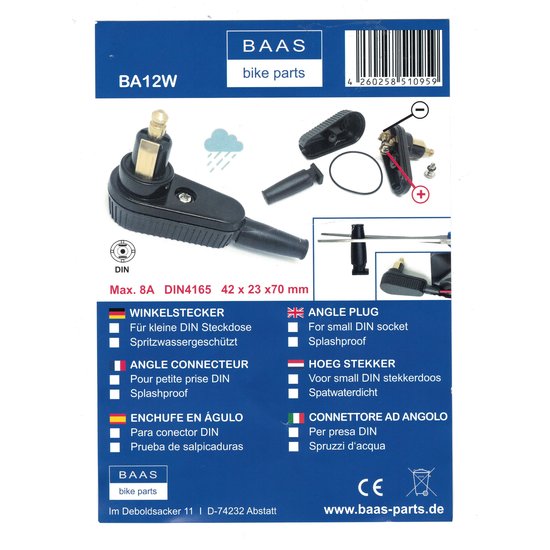 baas  fiche coudée DIN résistante aux projections d'eau