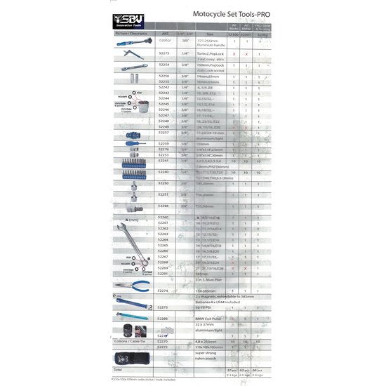 SBV tools Set d'Outillage trousse 63pcs spécial MOTO BMW (52301)