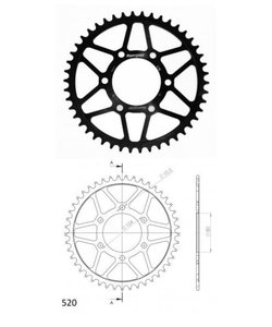 SUPERSPROX REAR STEEL 46T, BLACK 520