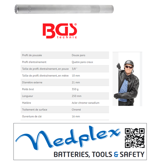 BGS bougiesleutel 16mm voor BMW motoren