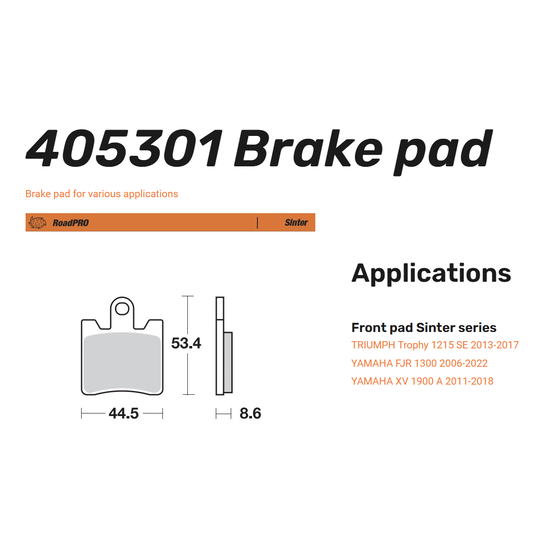 405301, BRAKE PADS SINTER