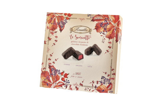 Rossella Gelatine Ricoperte di Cioccolato Fondente - Amarena, Arancia e Cedro 0.20kg