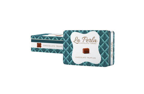La Perla Tartufi di Cioccolato Assortiti - latta turchese 0.20kg
