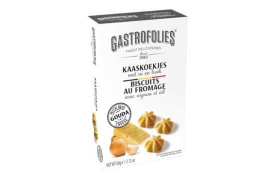 kaaskoekjes met ui en look 60g GASTROFOLIES