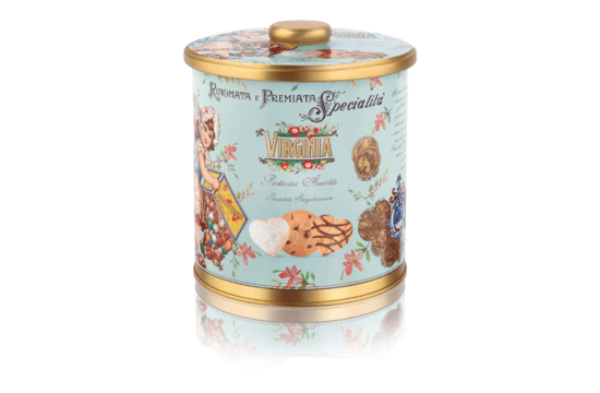 Virginia Pasticceria Assortita azzurra - biscottiera in metallo 260gram