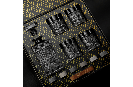 Whiskey Decanter With Glasses & Chilling Stones Gift Set