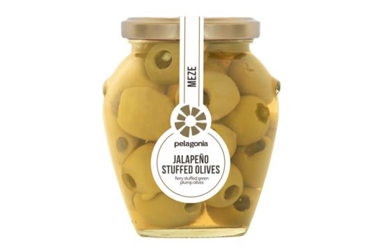 Pelagonia Olijven Groen Met Jalapeño Pepers 300g