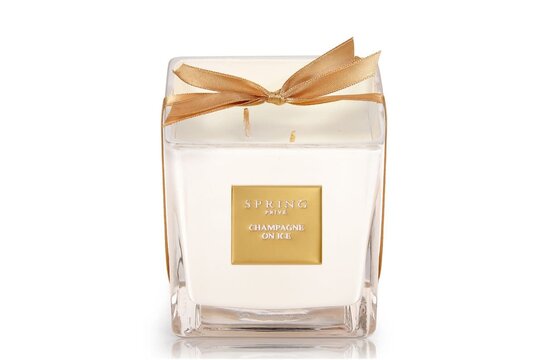 Geurkaars “Champagne on Ice” kubus 240gr White Fragrance – Spring Fragrances