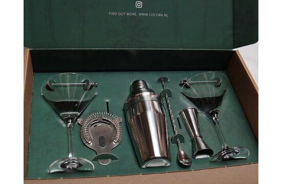Cocora Martini Set - 9-delige Cocktail Set - Martini Glazen - Uitgebreid Gids incl. 10+ Recepten - Luxe Cadeauverpakking - Duurzaam Cadeau