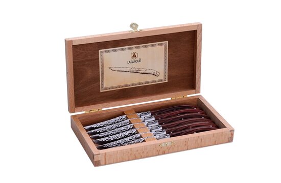 LAGUIOLE STEAKMESSEN PAKKA HOUT 6 STUKS