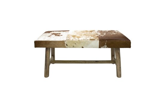 Bank chalet koe bruin wit 95cm