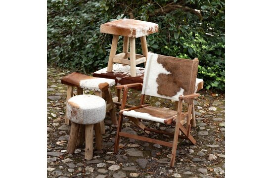 Bank chalet koe bruin wit 95cm