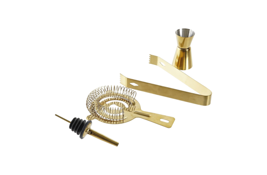 COCKTAILSHAKER + TOEBEHOREN SET VAN 9 STUKS BAMBOE & INOX 9X9X25 750ML
