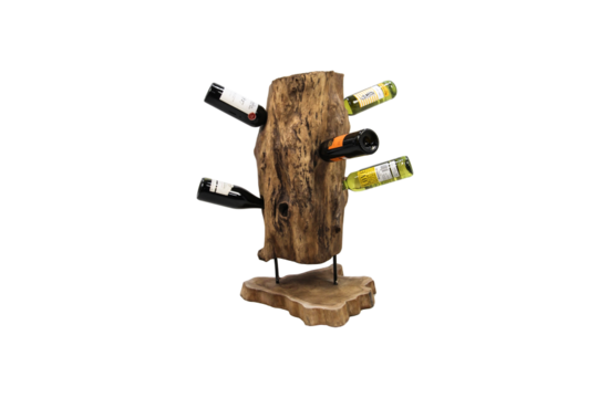 Flessenrek voor 6 flessen - 40x30x80 - Erosi teak - Naturel