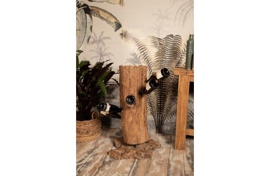 Flessenrek voor 6 flessen - 40x30x80 - Erosi teak - Naturel
