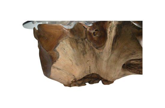 Salontafel Bloem - 100x100x44 - Naturel - Teak/Glas