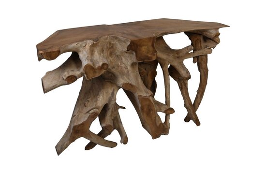 Consoletafel 2-tinten - 150x40x80 - Naturel/gebleekt - Teak