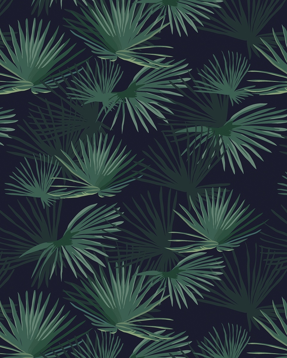 Palm Leaves Dark Green Wallpaper - Creative Lab Amsterdam B2B