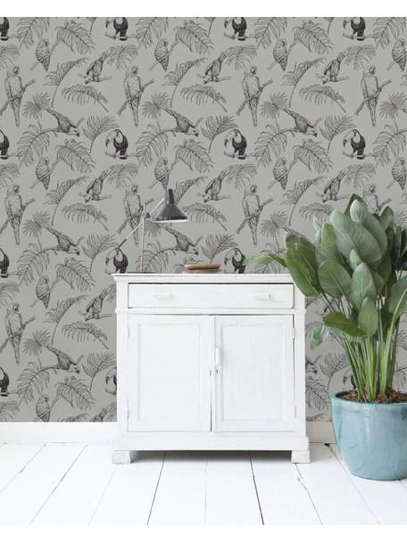 Tropic Tucan Taupe Wallpaper