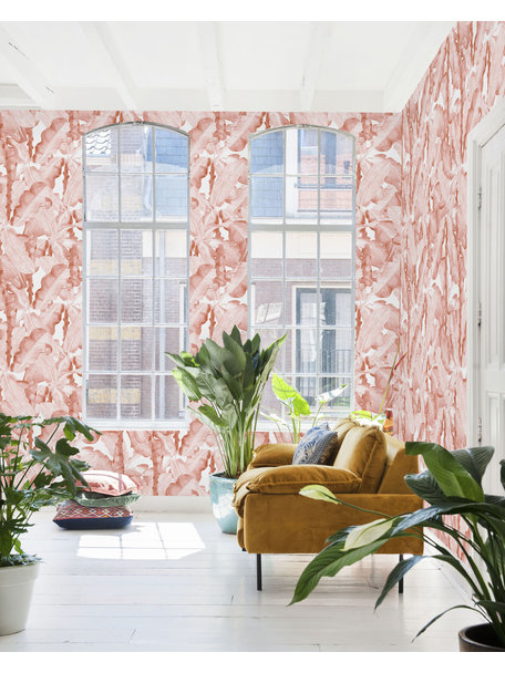 Creative Lab Amsterdam Banana Leaves Watercolour Wallpaper Pink