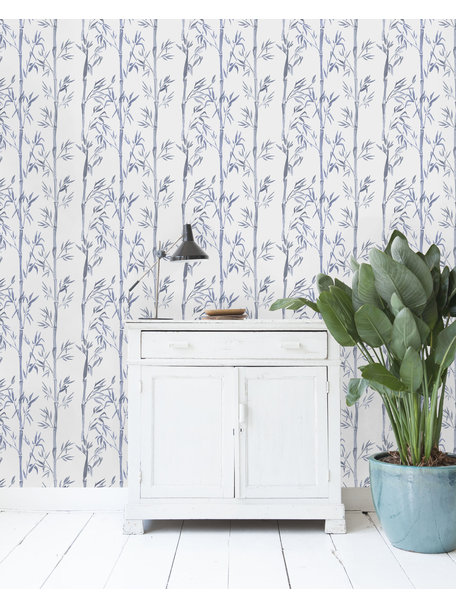 Creative Lab Amsterdam Bamboo Wallpaper White Blue