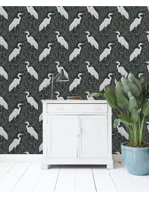 Creative Lab Amsterdam White Heron Wallpaper Dark