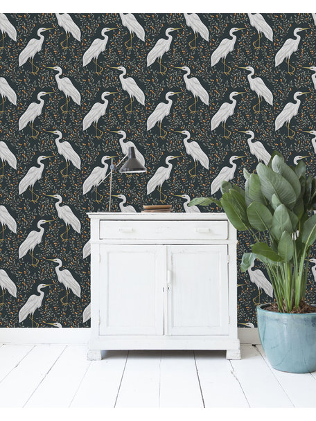 White Heron Dark Wallpaper