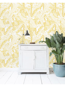 Banana Leaves Watercolor Yellow Wallpaper