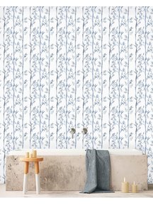 Creative Lab Amsterdam Bamboo Bathroom Wallpaper White Blue