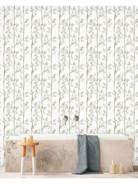 Creative Lab Amsterdam Bamboo Bathroom Wallpaper Grey