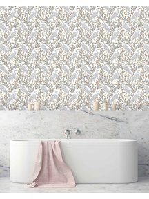 Creative Lab Amsterdam White Heron Bathroom Wallpaper Light