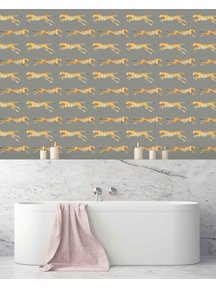 Creative Lab Amsterdam Leopard Bathroom Wallpaper Grey