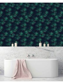 Creative Lab Amsterdam Palm Leaves Dark Green bathroom Wallpaper