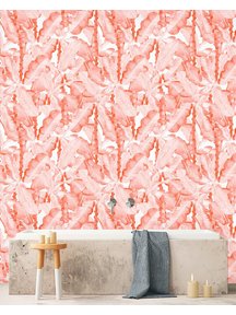 Creative Lab Amsterdam Banana Leaves Watercolour Bathroom Wallpaper Pink