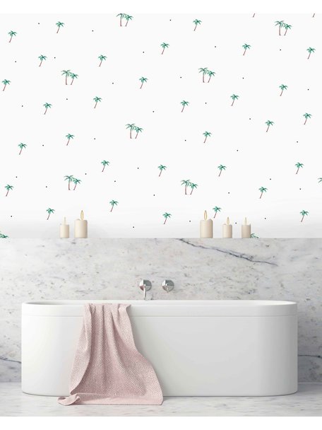 Palms & Dots Bathroom Wallpaper
