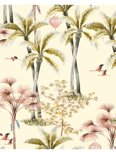 Creative Lab Amsterdam Oriental Flamingo Flight Wallpaper