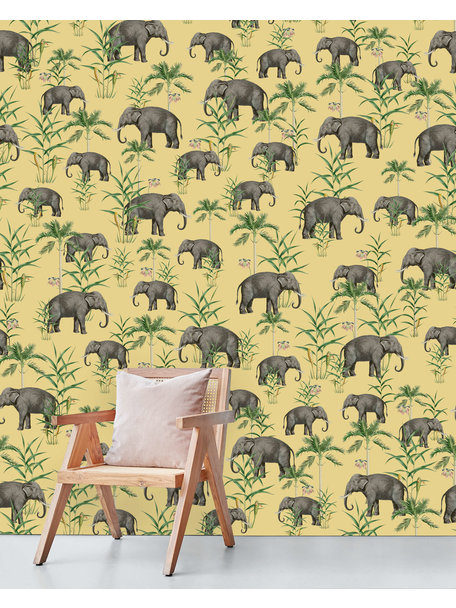 Creative Lab Amsterdam Oscar the Elephant Yellow Wallpaper