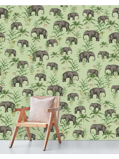 Oscar the Elephant Green Wallpaper