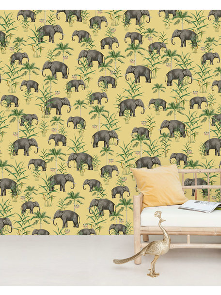 Creative Lab Amsterdam Oscar the Elephant Yellow Wallpaper Mural