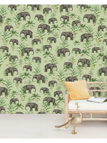 Creative Lab Amsterdam Oscar the Elephant Green Wallpaper Mural