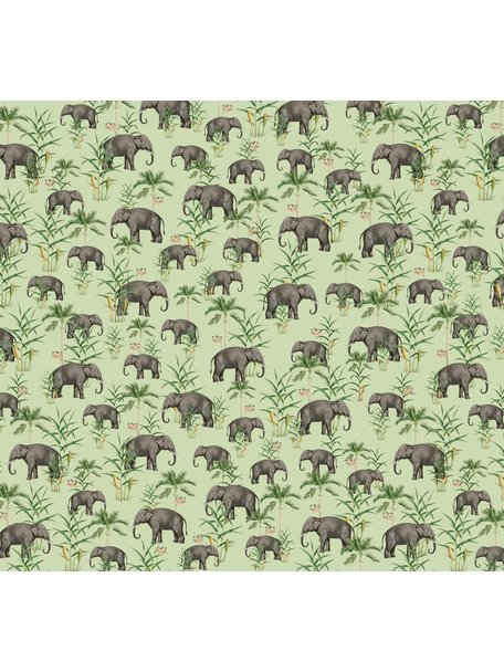 Creative Lab Amsterdam Oscar the Elephant Green Wallpaper Mural