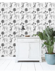 Savanna Black & White Wallpaper