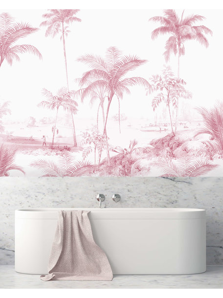 Creative Lab Amsterdam Exotic Palms Pink Bathroom Wallpaper
