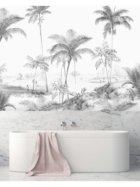 Creative Lab Amsterdam Exotic Palms Black&White Bathroom Wallpaper