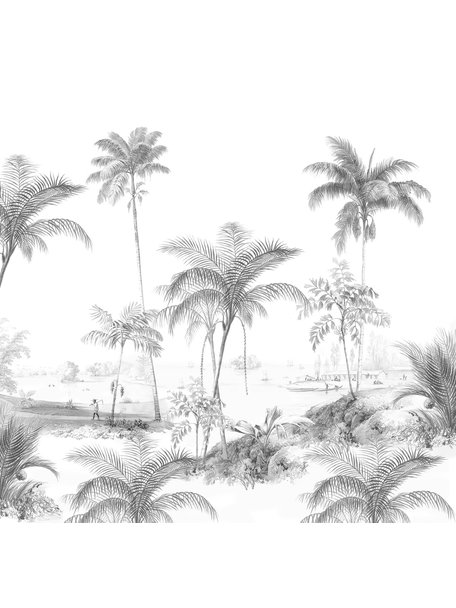 Creative Lab Amsterdam Exotic Palms Black&White Bathroom Wallpaper